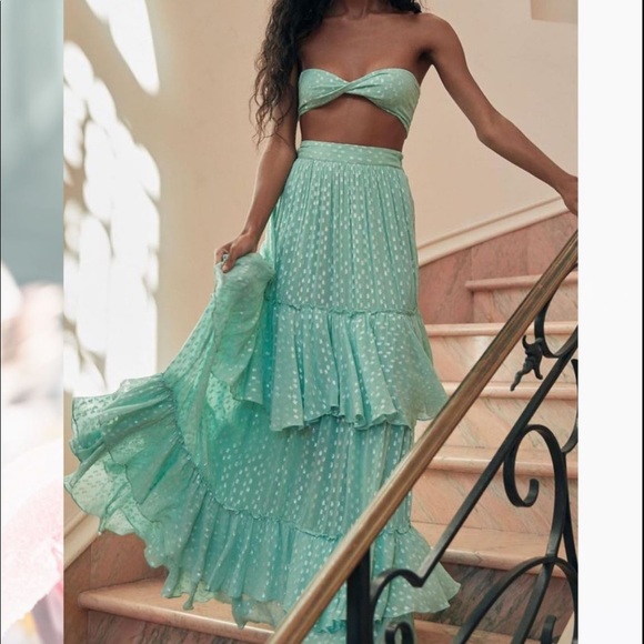 Rococo Sand Dresses & Skirts - rococo sand aria maxi skirt + aria bandeau crop top mint green set size small